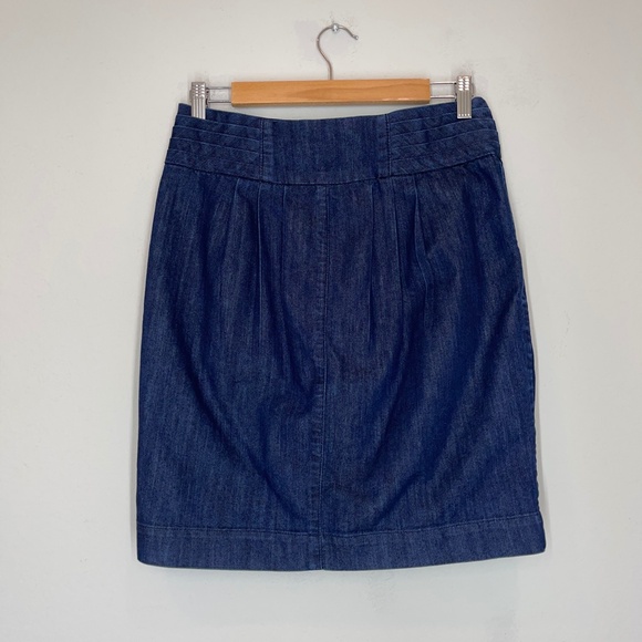 Pilcro and the Letterpress Denim Mini Skirt Size 6 Button Front Pockets Blue - Picture 4 of 10